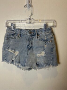 Project Indigo Size 1 Distressed Denim Cutoff Shorts Frayed Hem